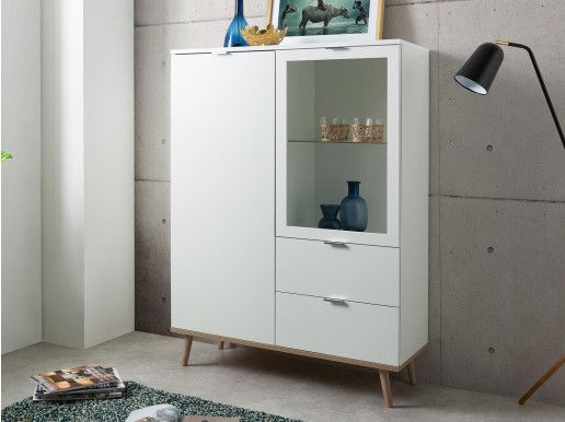 Commode GUTENBERG 2 portes 2 tiroirs blanc/chêne sonoma