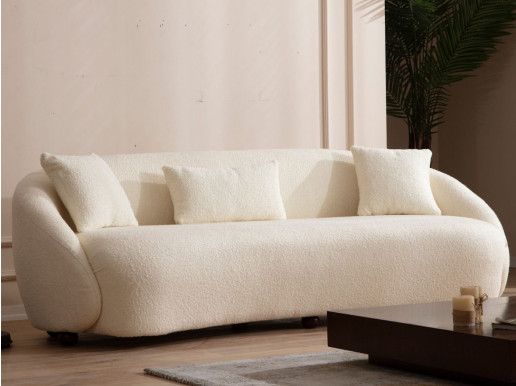 Canapé NEPTUNO 3 places tissu bouclé crème