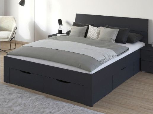 Lit FLASH 180x200 cm gris métallique avec tiroirs