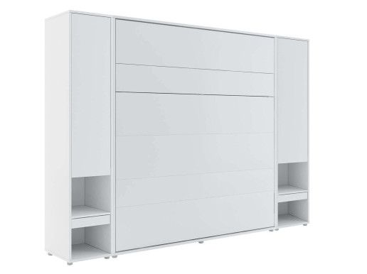 Lit mural escamotable CONCEPTION PRO 180x200 cm blanc mat (vertical) avec armoires et matelas