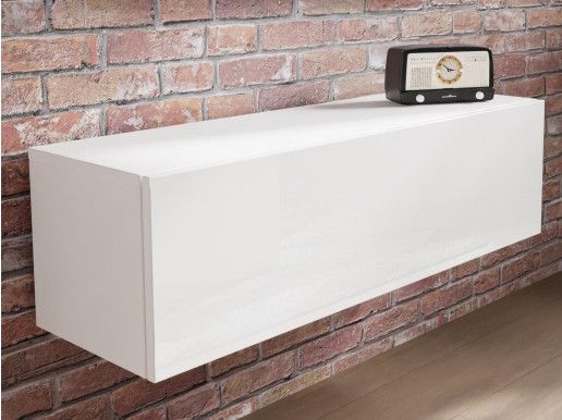 Meuble tv-hifi KINGSTON 1 porte battante 105 cm blanc/blanc brillant