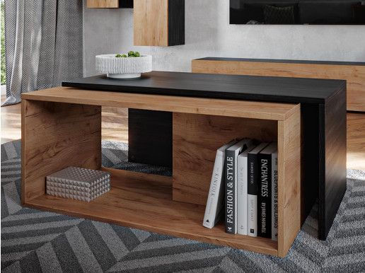 Table basse KINGSTON DELUXE chêne noir/chêne doré
