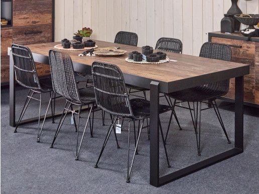 Table repas KUTINA 164 cm bois navire noir