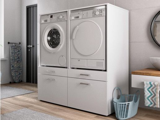 Meuble WASHING 2 machines côte à côte MEDIUM blanc