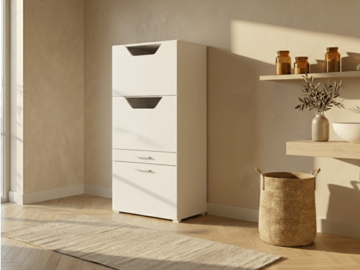 Armoire linge WASHING 2 portes 2 tiroirs blanc