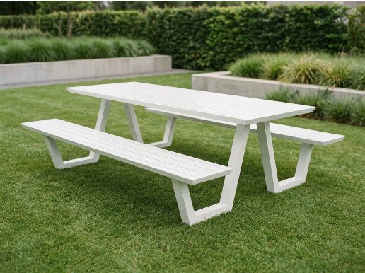 Table pique-nique BOLERO 240 cm aluminium blanc