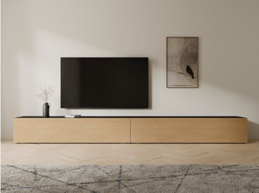 Meuble tv-hifi KINGSTON 2 portes battantes 280 cm chêne noir/chêne