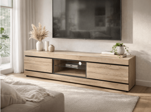 Meuble tv-hifi MARNOIX 2 tiroirs chêne français