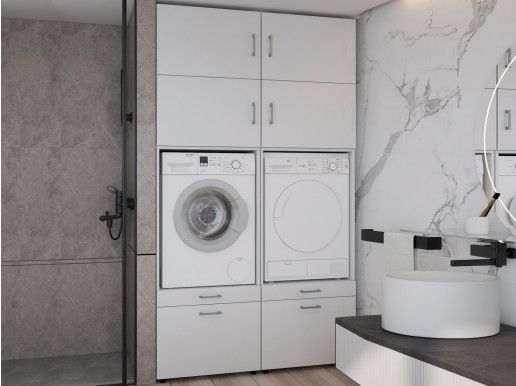 Meuble WASHING 2 machines côte à côte extra LARGE blanc