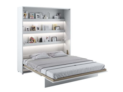 Lit mural escamotable CONCEPTION PRO 180x200 cm blanc mat (vertical) avec matelas