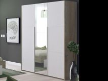 Armoire PADEL 3 portes blanc/chêne endgrain