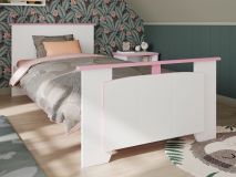 Lit ROBINSON 90x200 cm blanc/rose