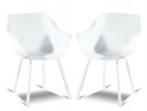 Lot de 2 fauteuils de jardin SOLO blanc avec pieds carrés en aluminium
