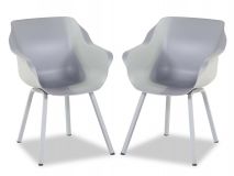 Lot de 2 fauteuils de jardin SOLO gris clair avec pieds carrés en aluminium