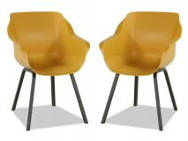 Lot de 2 fauteuils de jardin SOLO jaune avec pieds carrés en aluminium