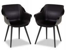 Lot de 2 fauteuils de jardin SOLO noir avec pieds ronds en aluminium