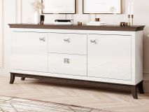 Buffet/bahut TIROSA 2 portes 2 tiroirs blanc brillant