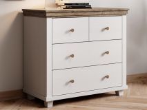 Commode EVOCO 4 tiroirs chêne ribbec/blanc