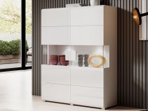 Vitrine TOMASSON 2 portes blanc/blanc brillant avec led
