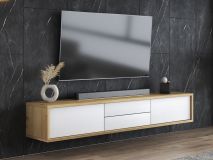 Meuble tv-hifi FRUNDA 2 portes battantes 2 tiroirs chêne artisan/blanc