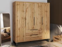 Armoire HAMETTE 4 portes 2 tiroirs chêne wotan