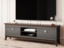 Meuble tv-hifi TIROSA 2 tiroirs anthracite brillant sans led