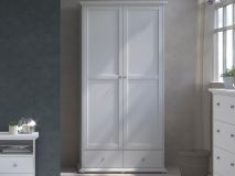 Armoire MARGARET 2 portes 2 tiroirs blanc