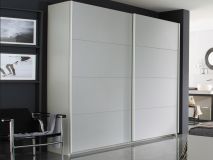 Armoire ELVIS 2 portes coulissantes 271 cm gris soie/blanc sans miroir