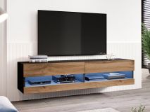 Meuble tv-hifi ZIGGY II 2 portes 180 cm noir/chêne wotan sans led