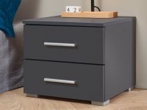 Chevet IXANA 2 tiroirs gris métal