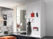 Armoire STEINO 2 portes coulissantes 181 cm (lingère) blanc alpin avec miroir