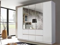 Armoire MALIS 5 portes 6 tiroirs blanc alpin avec miroir