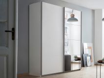 Armoire TAPAS 2 portes 181 cm blanc avec miroir