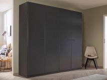 Armoire FLORILLA 4 portes 226 cm gris métal sans miroir