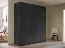 Armoire FLORILLA 4 portes 181 cm gris métal sans miroir