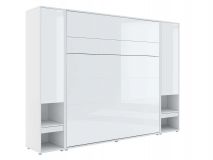 Lit mural escamotable CONCEPTION PRO 180x200 cm blanc/blanc brillant (vertical) avec armoires