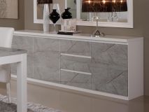 Buffet/bahut ROMEO 3 portes et 3 tiroirs marbre/blanc