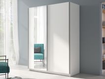 Armoire GONZOLA 2 portes 150 cm blanc avec miroir