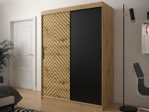 Armoire JODALO 2 portes coulissantes 150 cm chêne artisan sans miroir