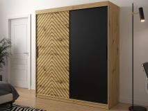 Armoire JODALO 2 portes coulissantes 180 cm chêne artisan sans miroir