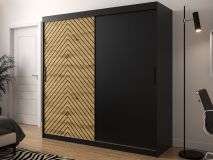 Armoire JODALO 2 portes coulissantes 200 cm noir/chêne artisan sans miroir