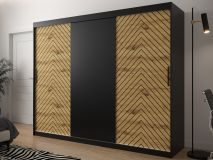 Armoire JODALO 2 portes coulissantes 250 cm noir/chêne artisan sans miroir