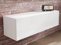 Meuble tv-hifi KINGSTON 1 porte battante 105 cm blanc/blanc brillant