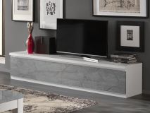 Meuble tv-hifi ROMEO 4 portes marbre/blanc