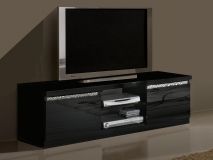 Meuble tv-hifi REBECCA 2 portes noir laque