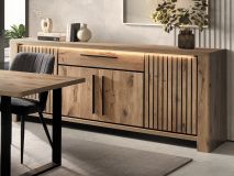 Buffet/bahut SANDRA 4 portes 1 tiroir chêne canyon