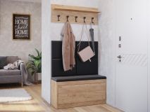 Vestiaire BALI 1 porte abattante chêne doré 4 coussins