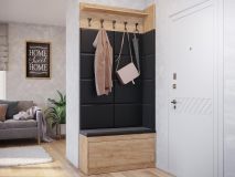 Vestiaire BALI 1 porte abattante chêne doré 12 coussins