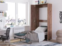 Lit escamotable TEMA 90x200 cm chêne truffier