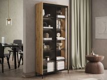 Vitrine TRAINING 2 portes chêne artisan avec led